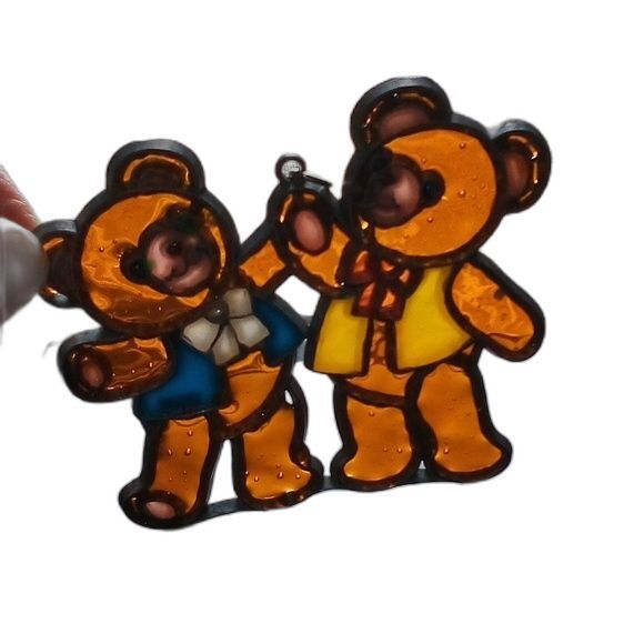 Teddy Bear Family Stained Glass Sun Catcher Rainbow Balloons - Picture 2 of 11